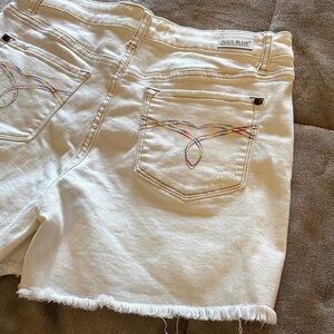 Judy Blue Women's White Jean Shorts with Colorful Embroidery